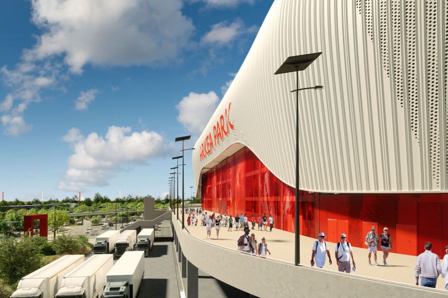 esplanade du futur stade brestois avec parking